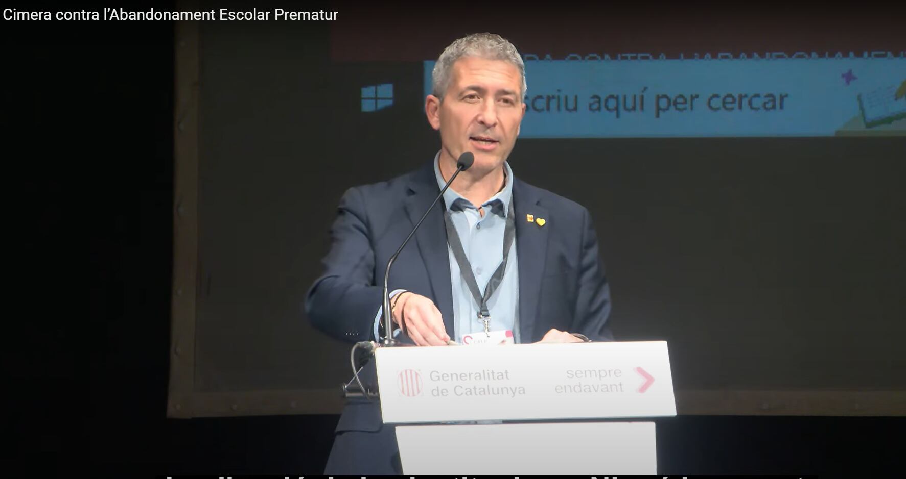 El conseller d'educació Josep Gonzàlez-Cambray intervé en la primera cimera contra l'abandonament escolar que s'ha fet a Manresa.