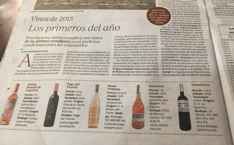 Presencia de la bodega en el diario ABC