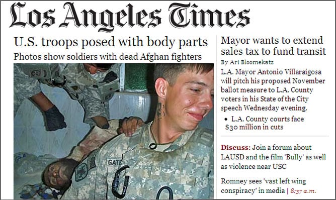 Captura de pantalla de la página web de  &#039;Los Ángeles Times&#039;