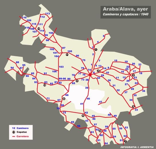 MAPA DE CAMINEROS DE ÁLAVA 1940