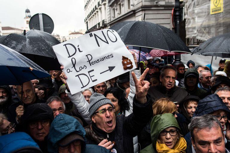 Protesta de pensionistas hace unas semanas en Madrid