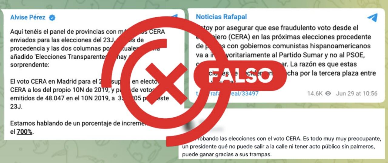 El bulo del pucherazo por el voto CERA en las elecciones generales del 23-J