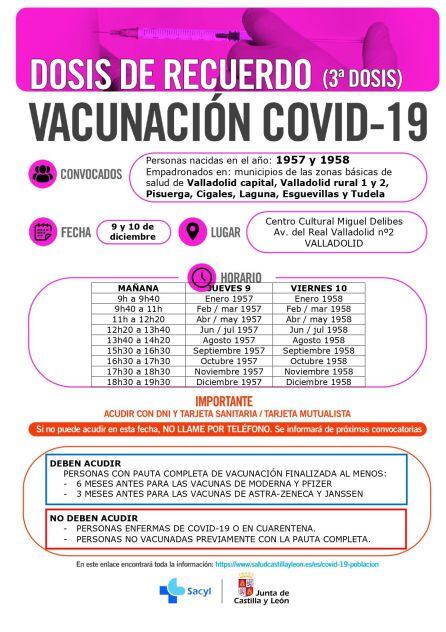 Llamamientos para terceras dosis de los nacidos en el 57 y 58