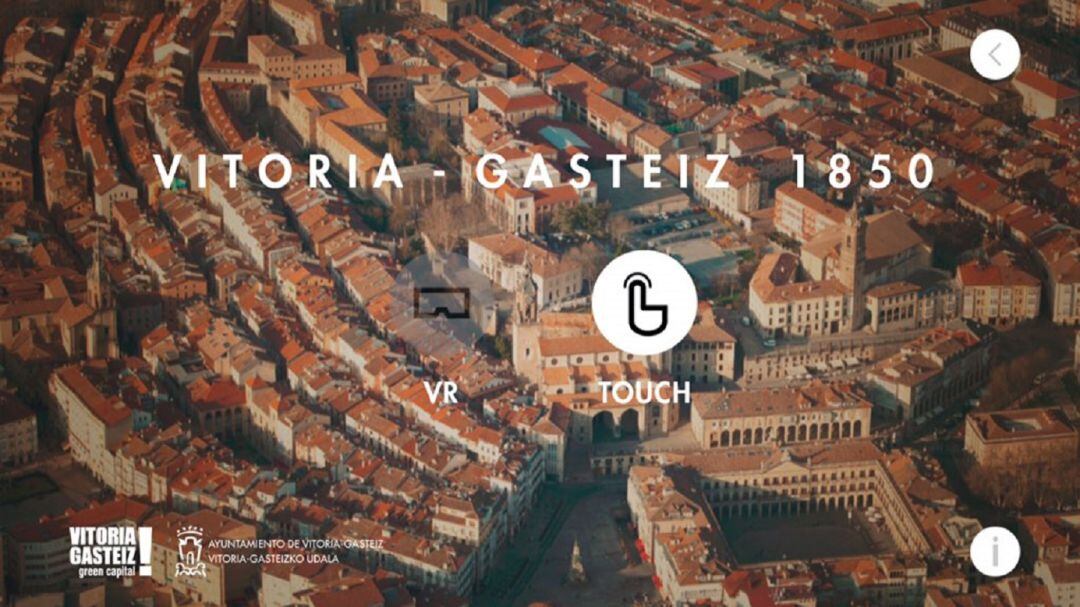 Detalle de la aplicación que permite comparar lugares de la Vitoria actual con la de 1850