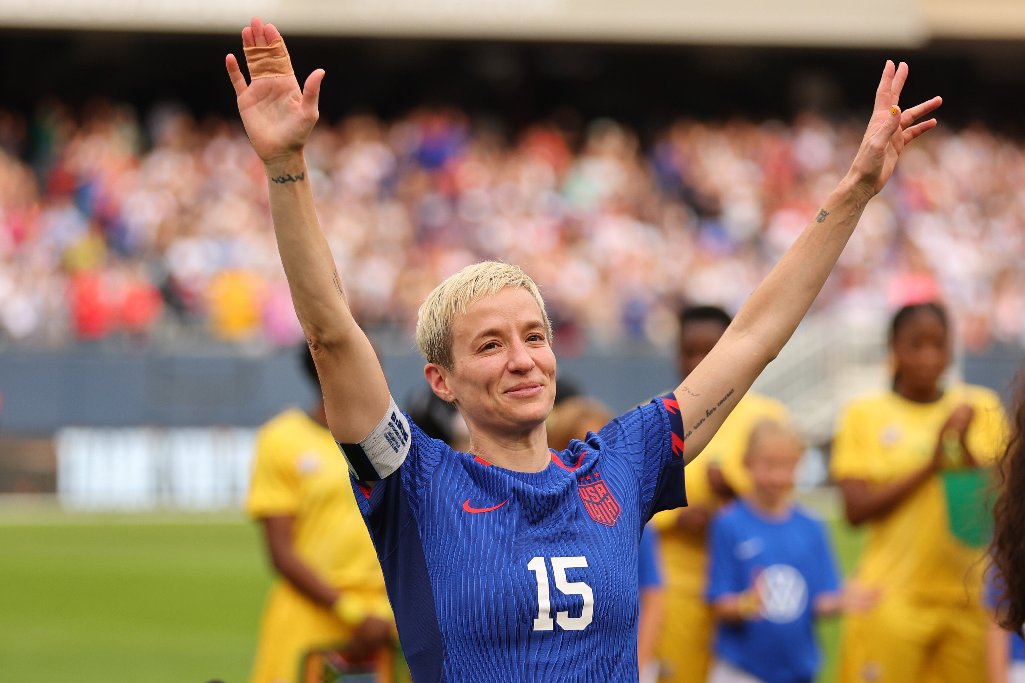 Megan Rapinoe, en el partido en el que se retira del fútbol profesional. (Photo by Michael Reaves/Getty Images)