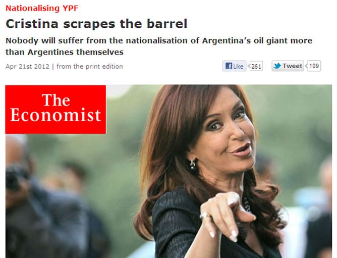 Captura de pantalla del editorial de &#039;The Economist&#039; sobre Argentina