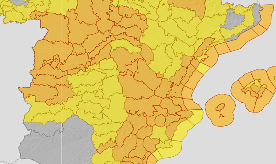 Mapa de avisos meteorológicos para el lunes 2 de marzo 