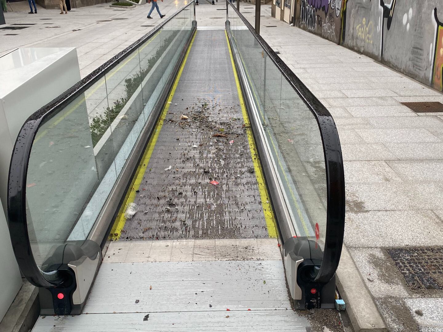 Las rampas mecánicas de Concordia inutilizadas esta mañana tras la fuerte tormenta