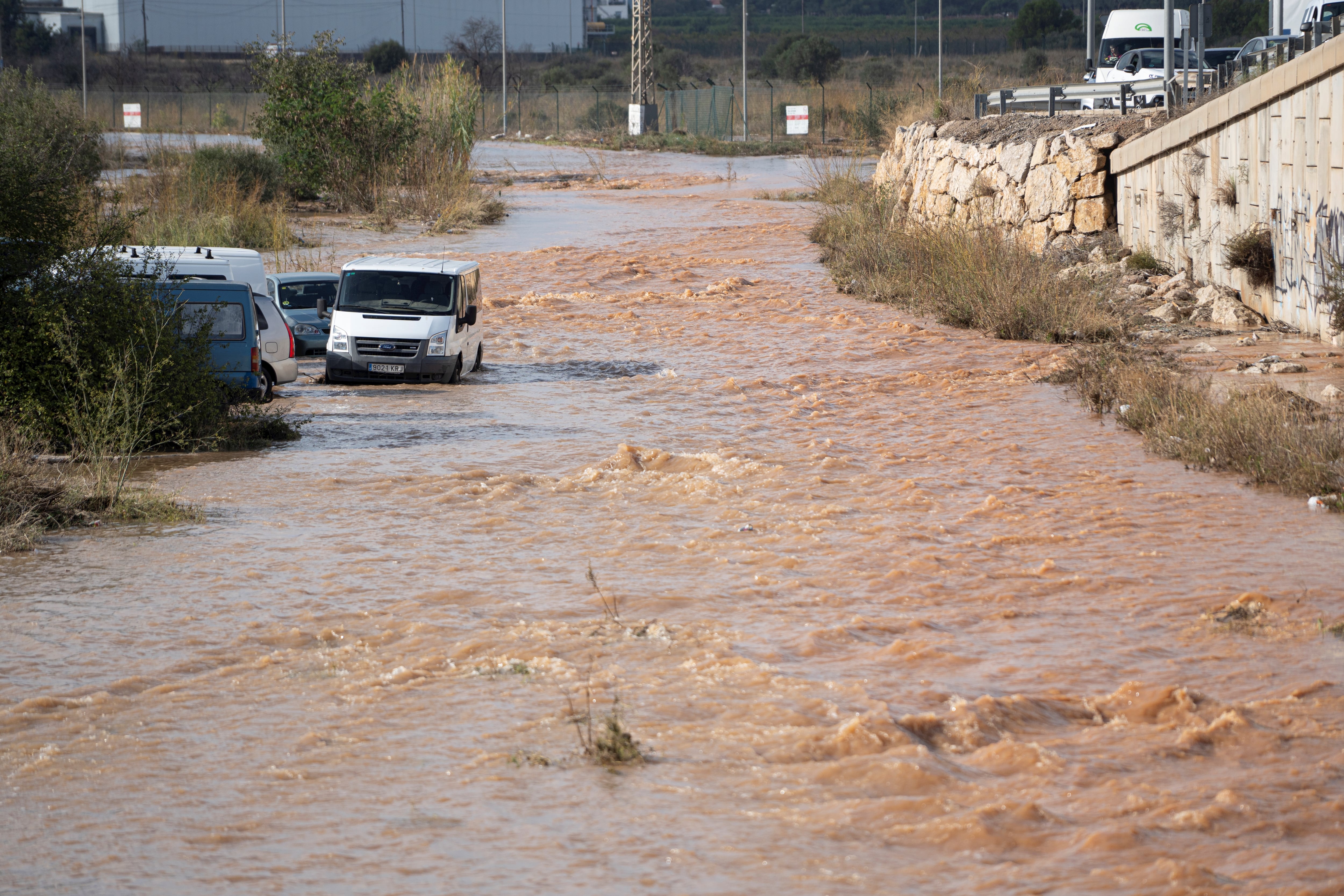 Punto donde la A3 se tuvo que cortar este sábado, a la altura de Quart de Poblet.