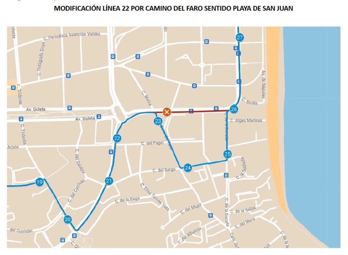 Modificación de la línea 22 del autobús urbano de Alicante