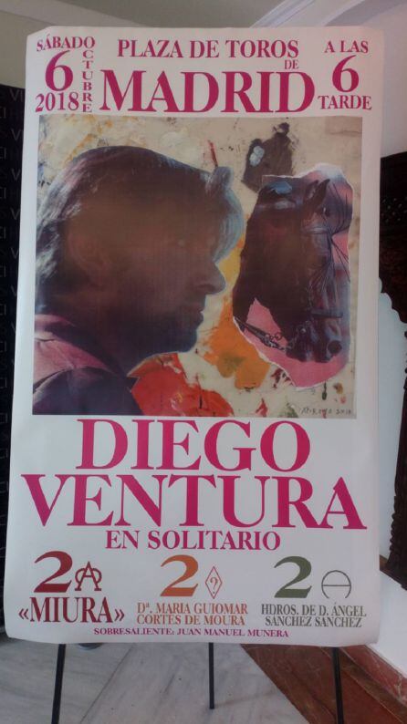 Cartel realizado por Eduardo Arroyo para la encerrona de Diego Ventura el sábado en Las Ventas