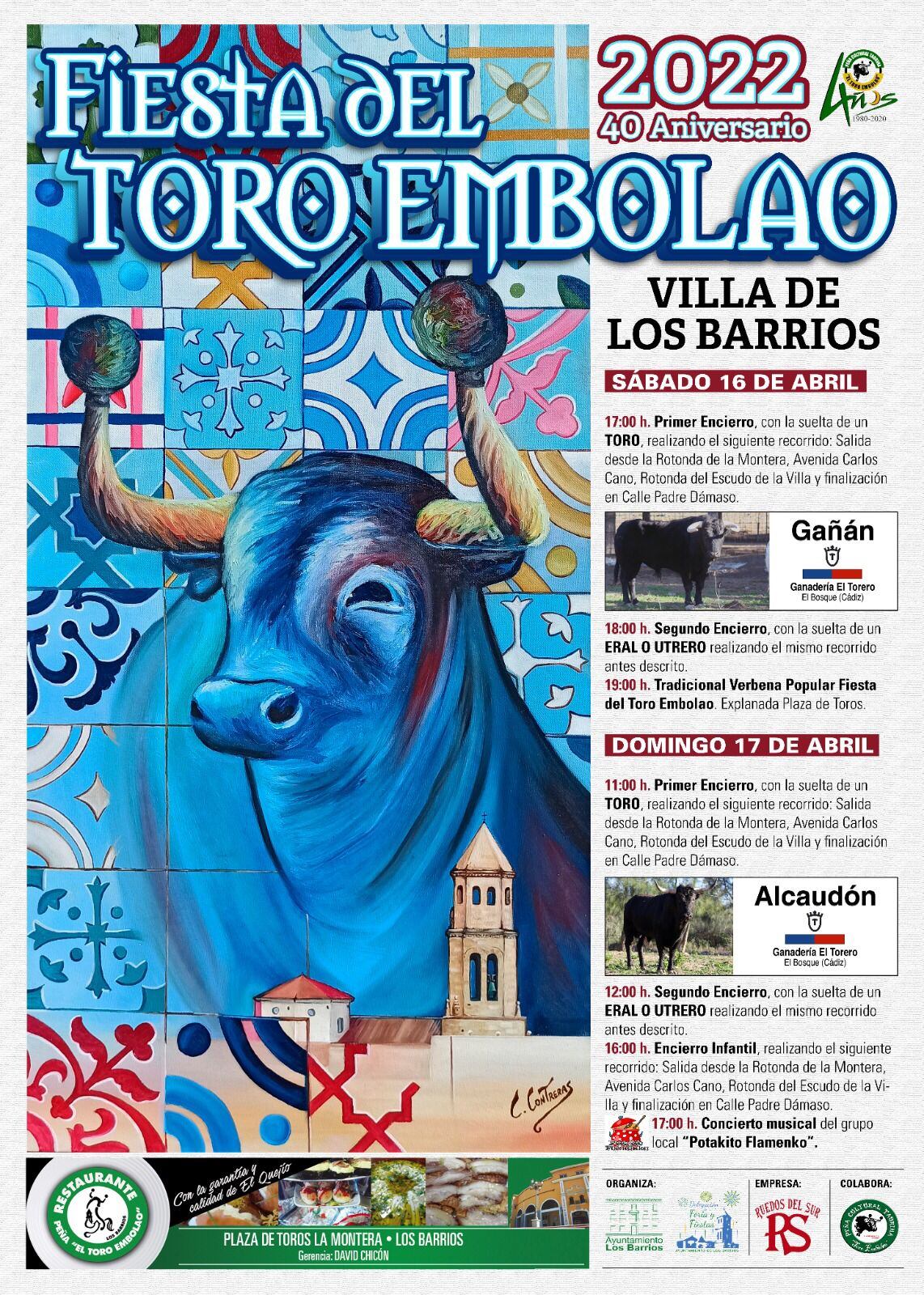 Cartel anunciador del 40 Aniversario del Toro Embolao en Los Barrios
