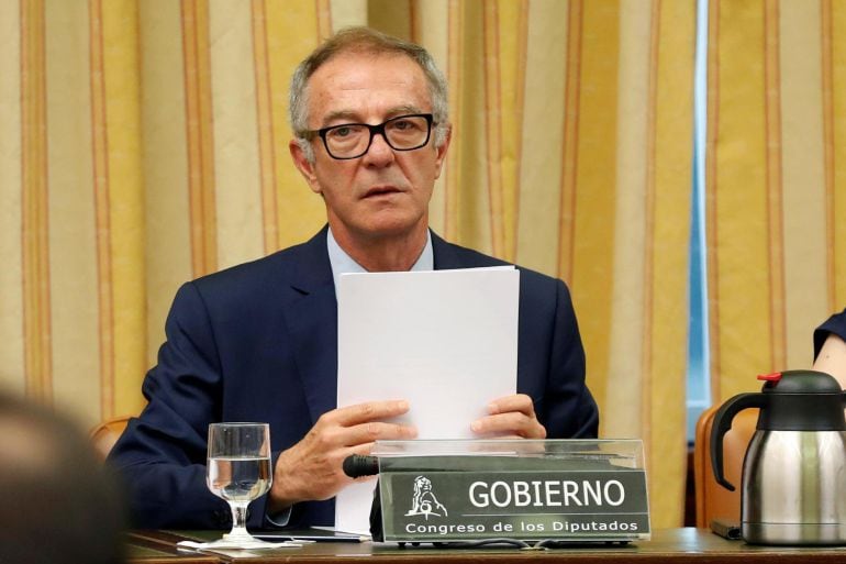 El ministro de Cultura y Deporte, José Guirao, comparece por primera vez ante la Comisión de Cultura, hoy en el Congreso de los Diputados