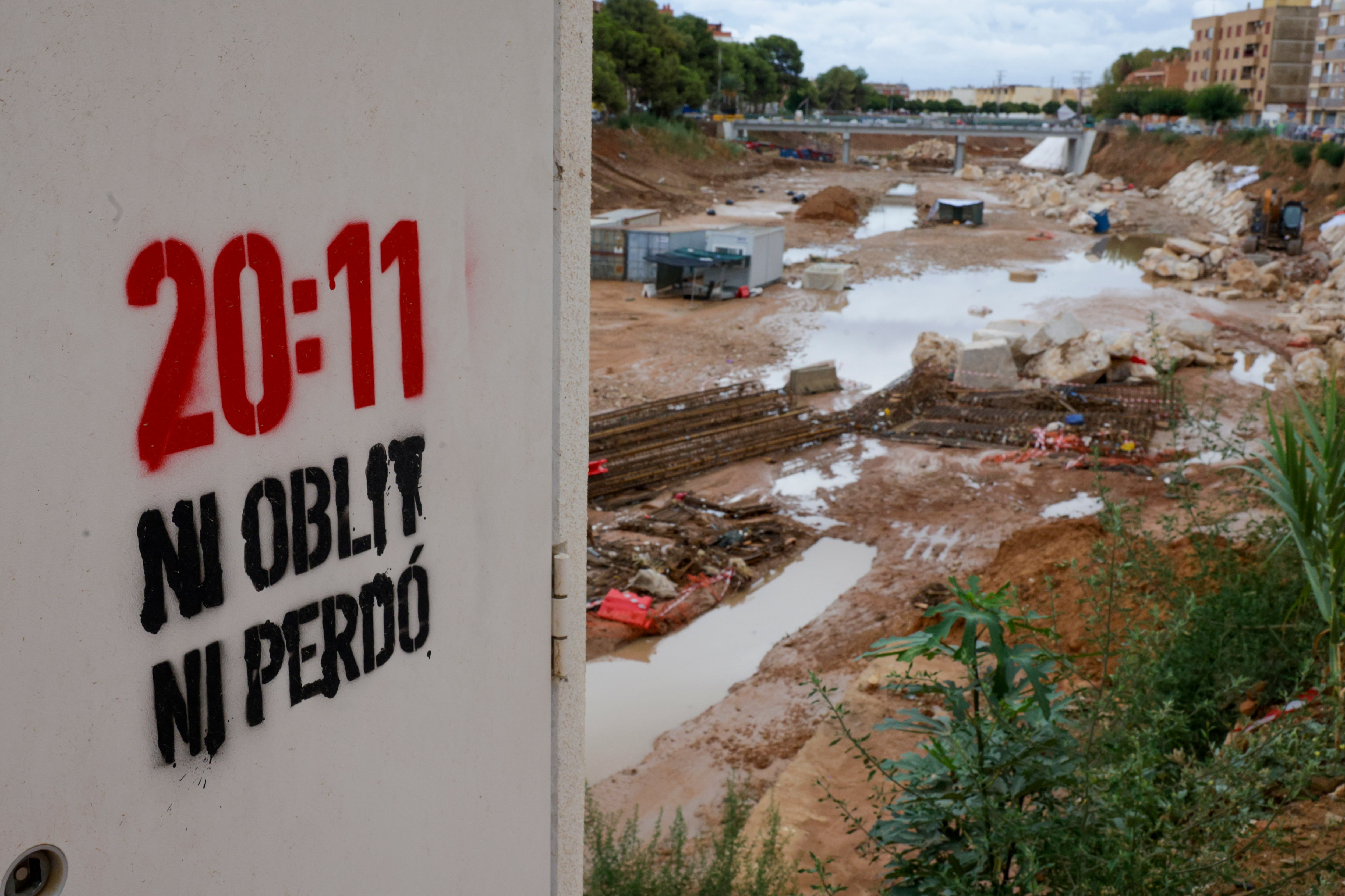 Barranco del Poyo en su paso por Paiporta, Valencia, este lunes