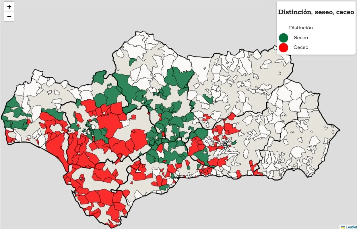 Mapa del ceceo y seseo en Andalucía