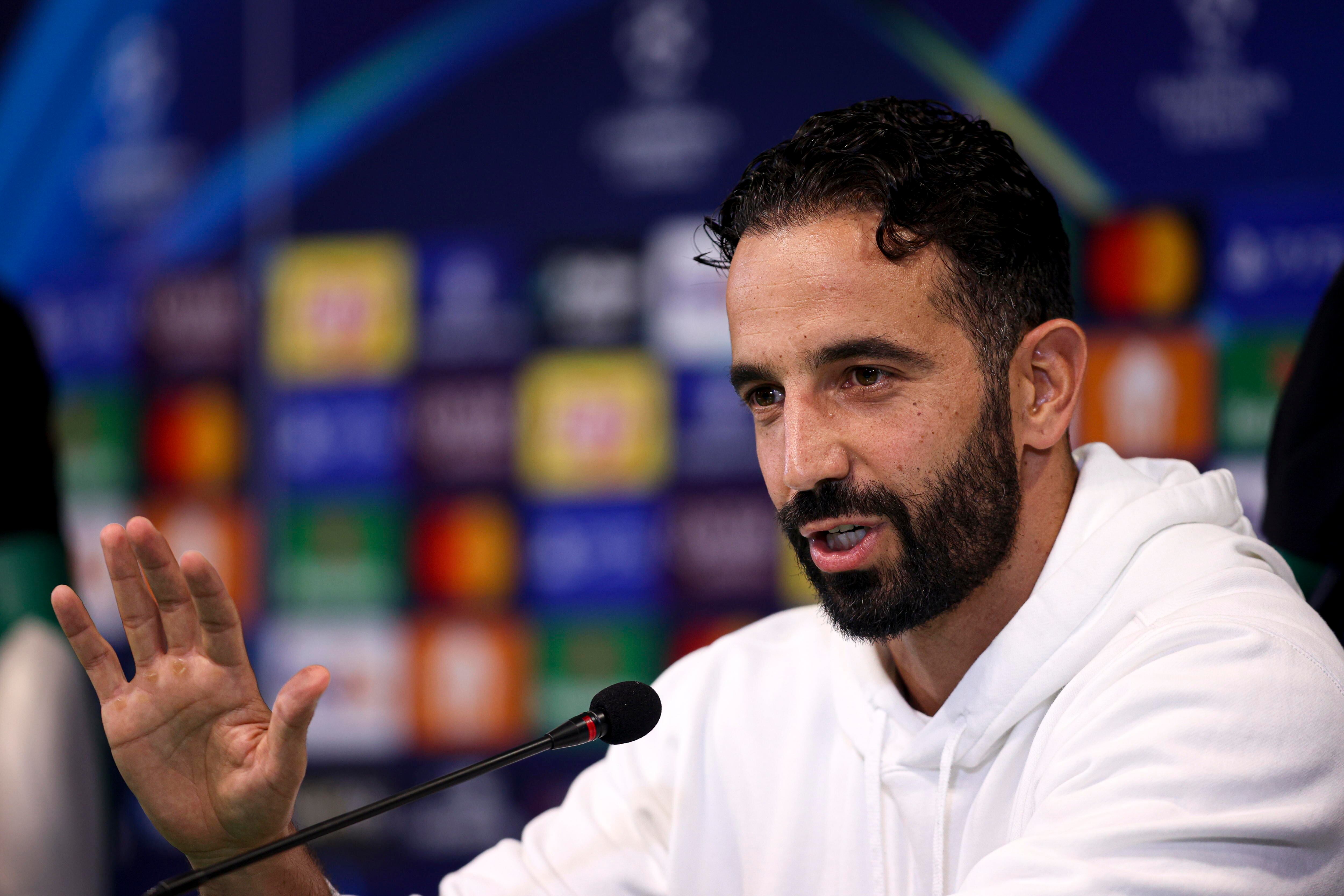 Ruben Amorim, en la rueda de prensa previa al partido de Champions League entre Sporting CP y Manchester City. EFE/EPA/FILIPE AMORIM