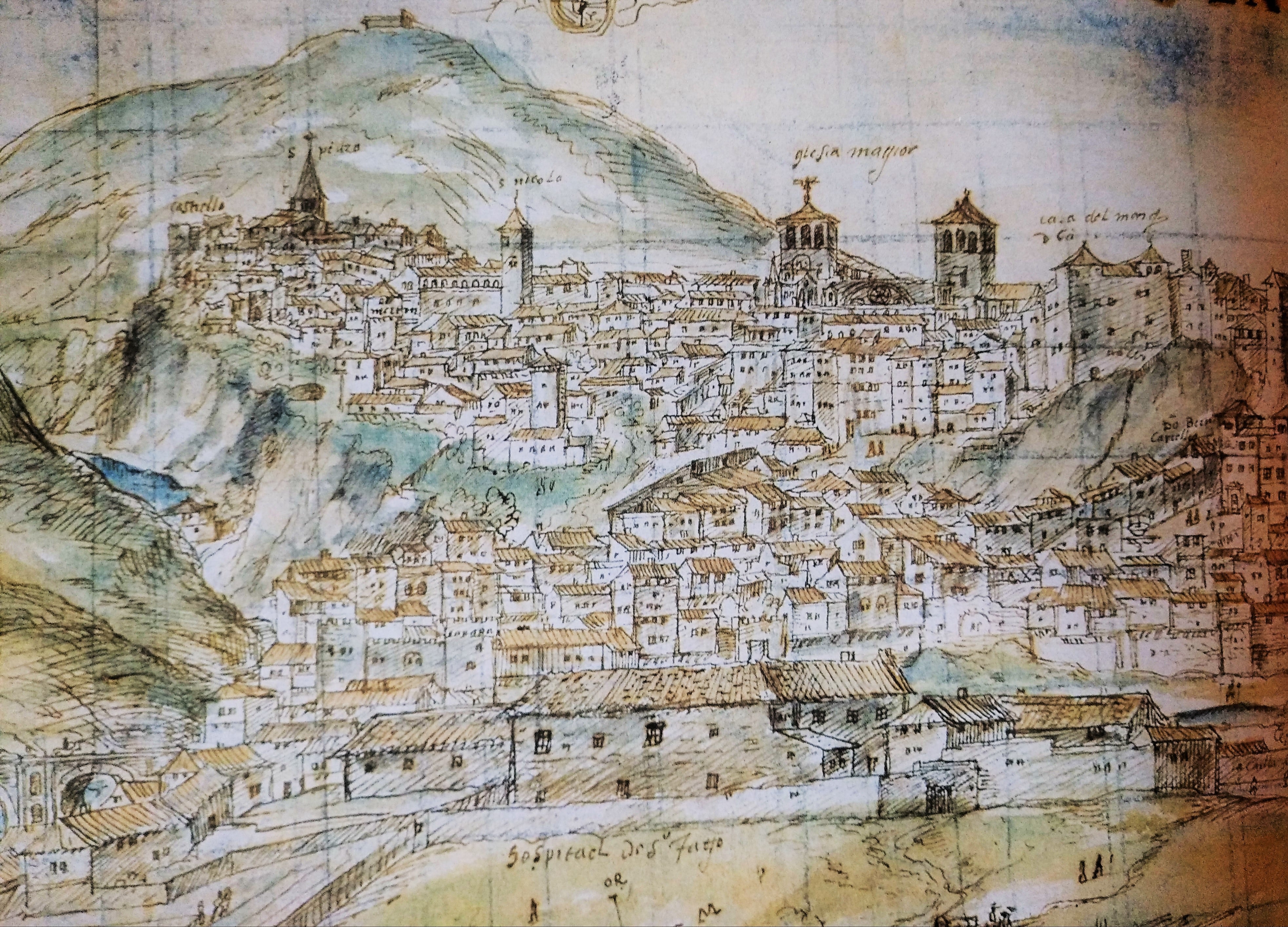 Detalle de la vista oeste de Cuenca de  Wyngaerde.