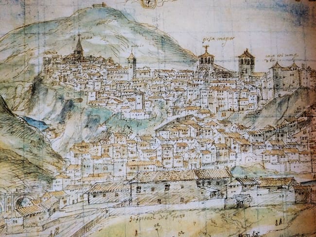 Detalle de la vista oeste de Cuenca de Wyngaerde.