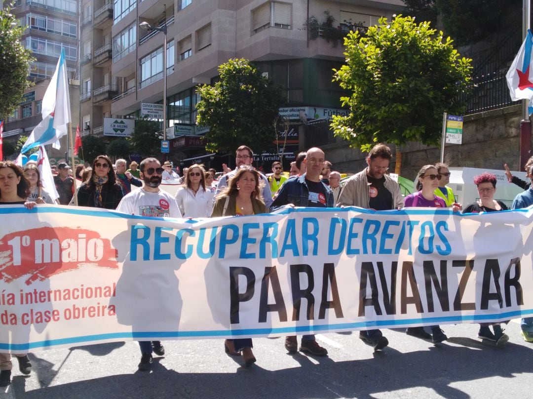 Cabecera de la manifestación de la CIG en Vigo por el 1 de mayo.