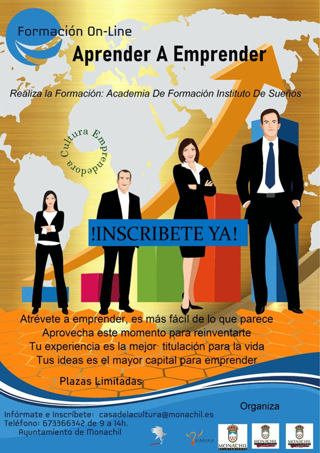 Cartel del curso de emprendimiento del Ayuntamiento de Monachil (Granada)