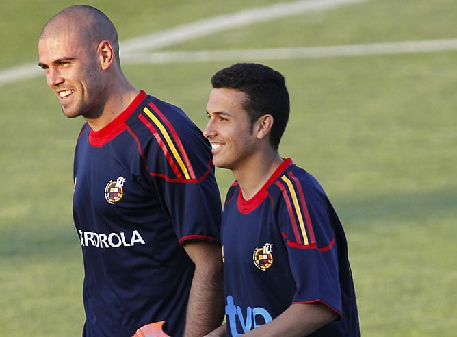 Los azulgranas Valdés y Pedrito se entrenan con la Selección