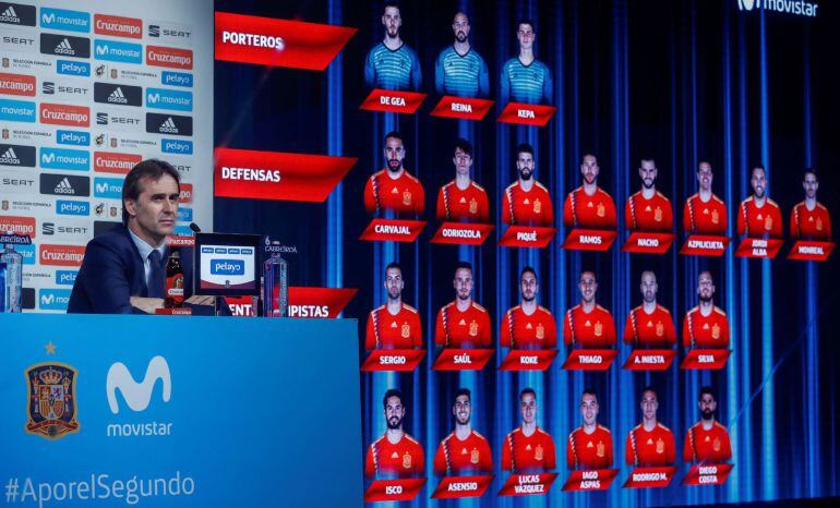 El seleccionador nacional de fútbol, Julen Lopetegui, anuncia la lista de jugadores para el Mundial de Rusia