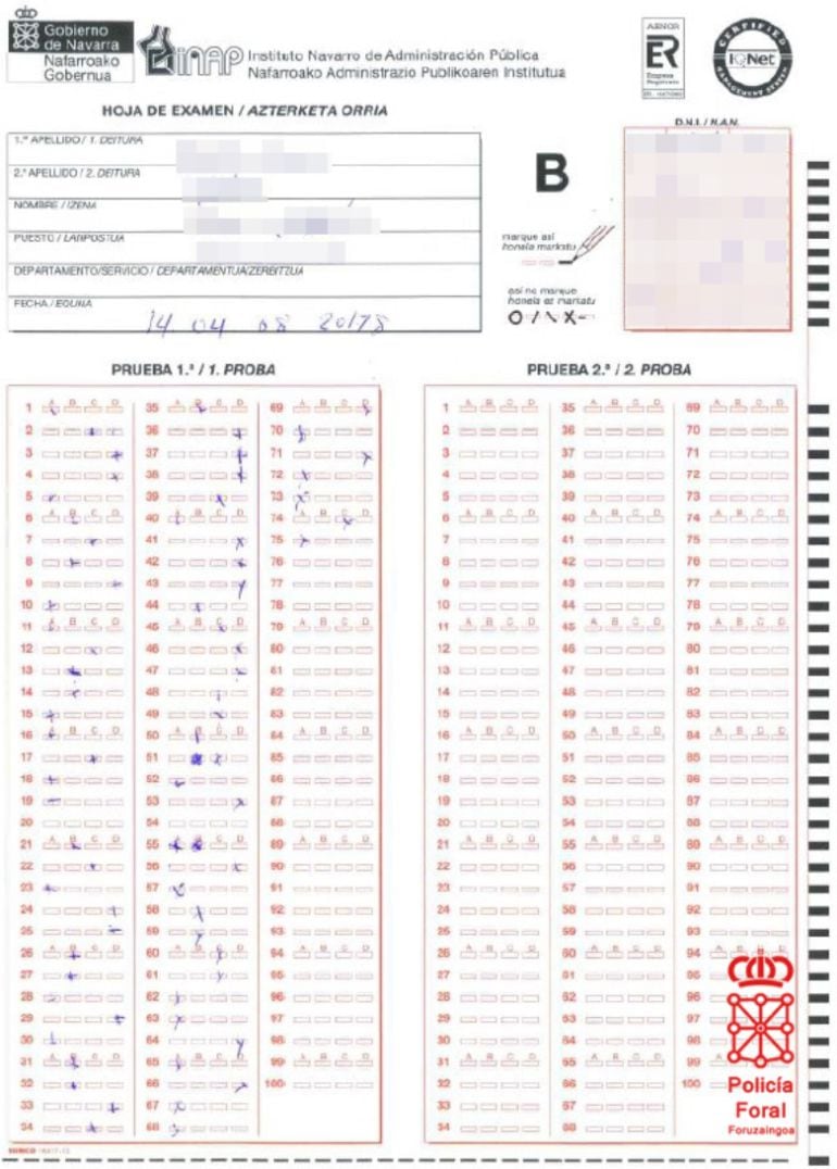 Imagen del test objeto de suplantación