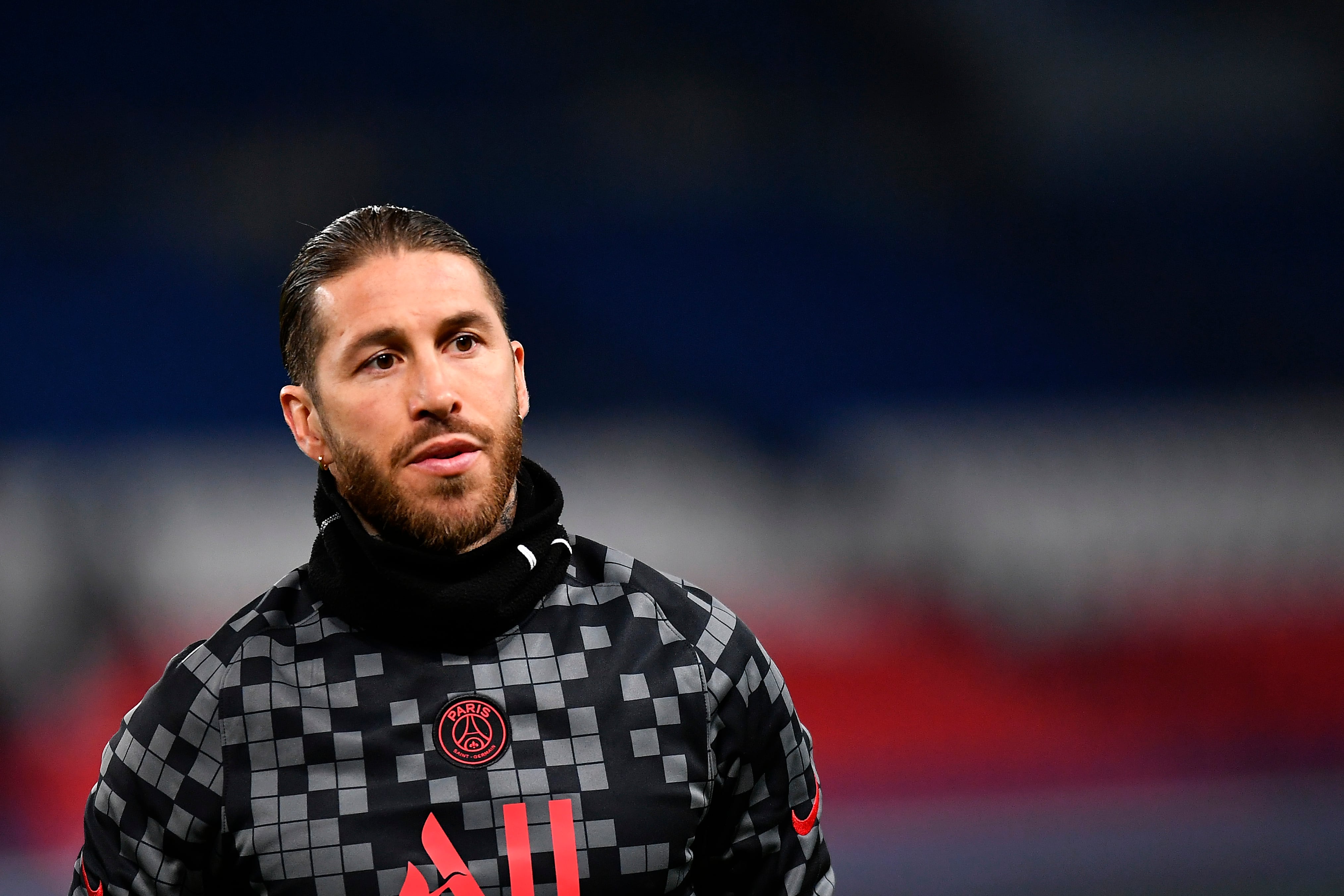 Sergio Ramos antes del partido frente al Stade de Reims