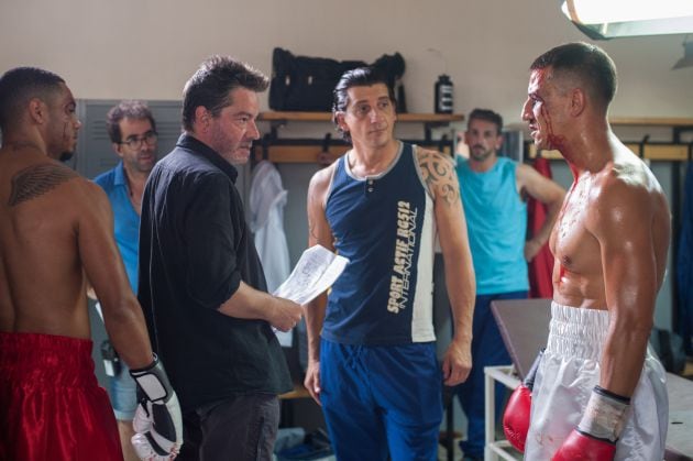 Enrique Urbizu con Carlos Librado &#039;Nene&#039; durante un momento del rodaje