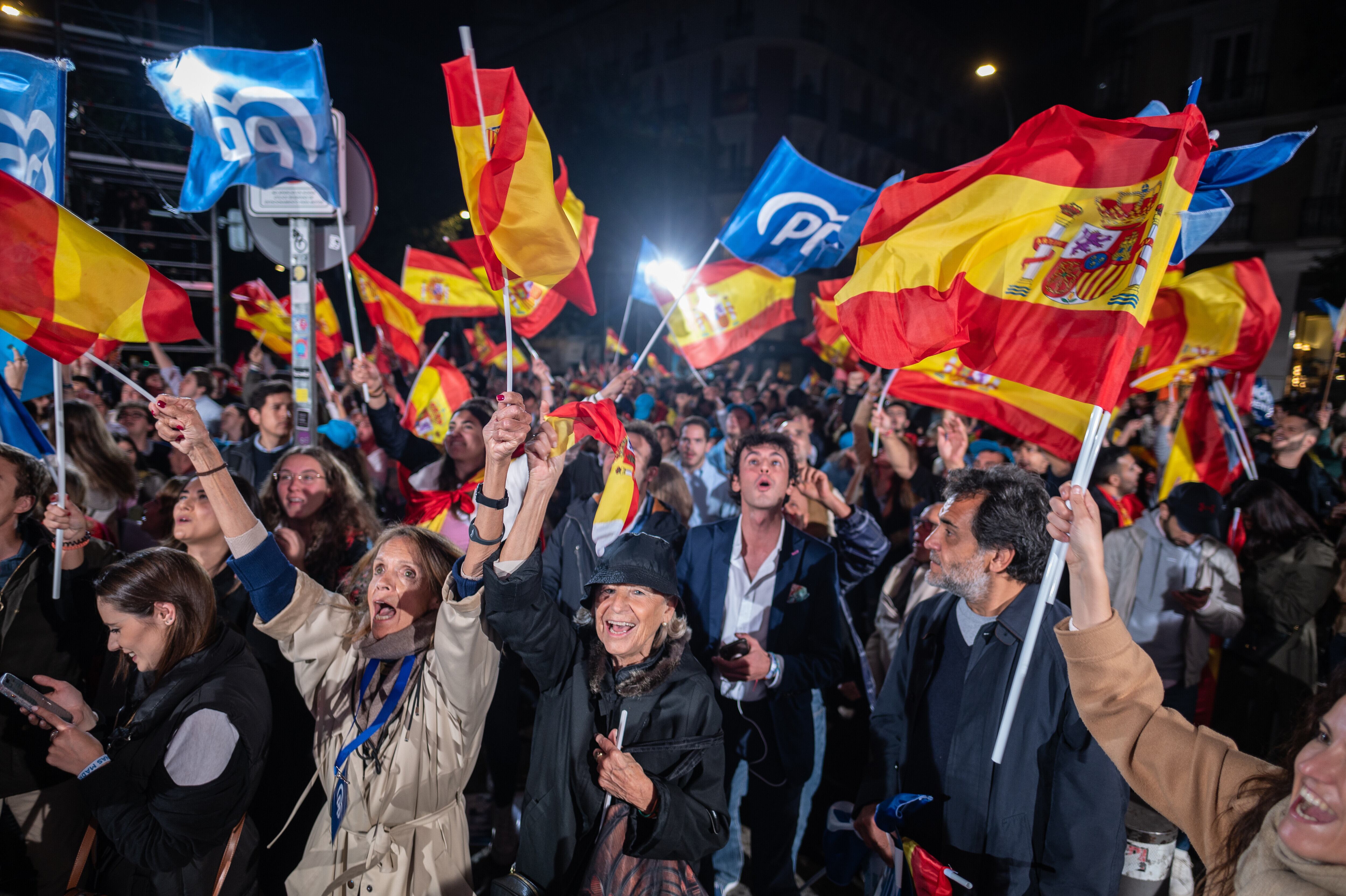 Celebración de los resultados electorales en la sede del PP en la calle Génova de Madrid