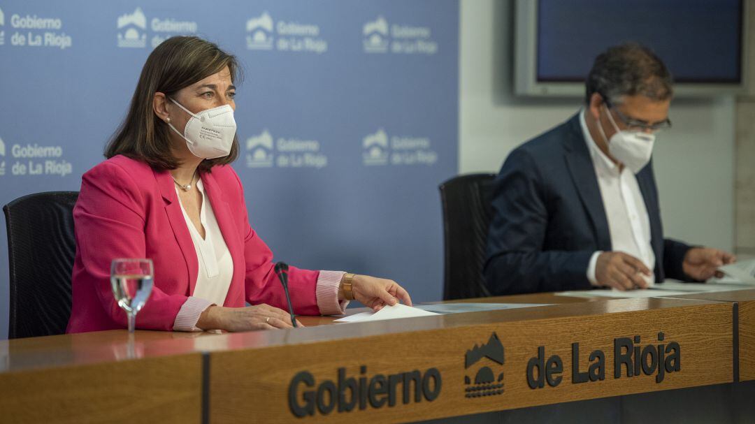 La consejera y portavoz del Gobierno de La Rioja, Sara Alba, en la rueda de prensa posterior al Consejo de Gobierno.