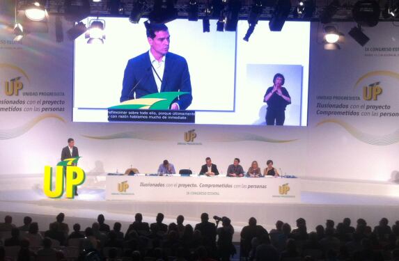 El líder del PSOE, Pedro Sánchez, durante su intervención en el IX Congreso Estatal de Unidad Progresista de la ONCE