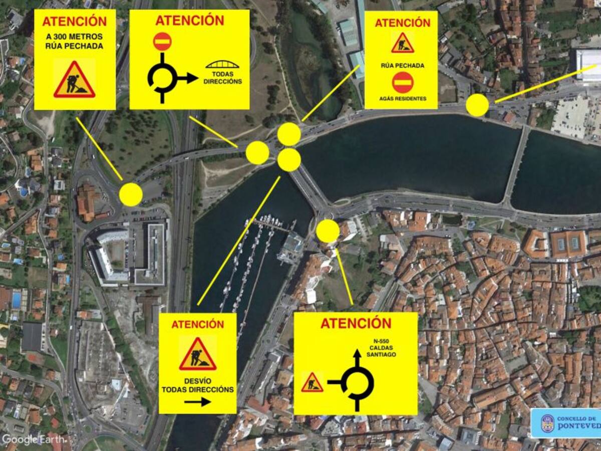 Corte de tráfico entre los puentes de As Correntes y O Burgo