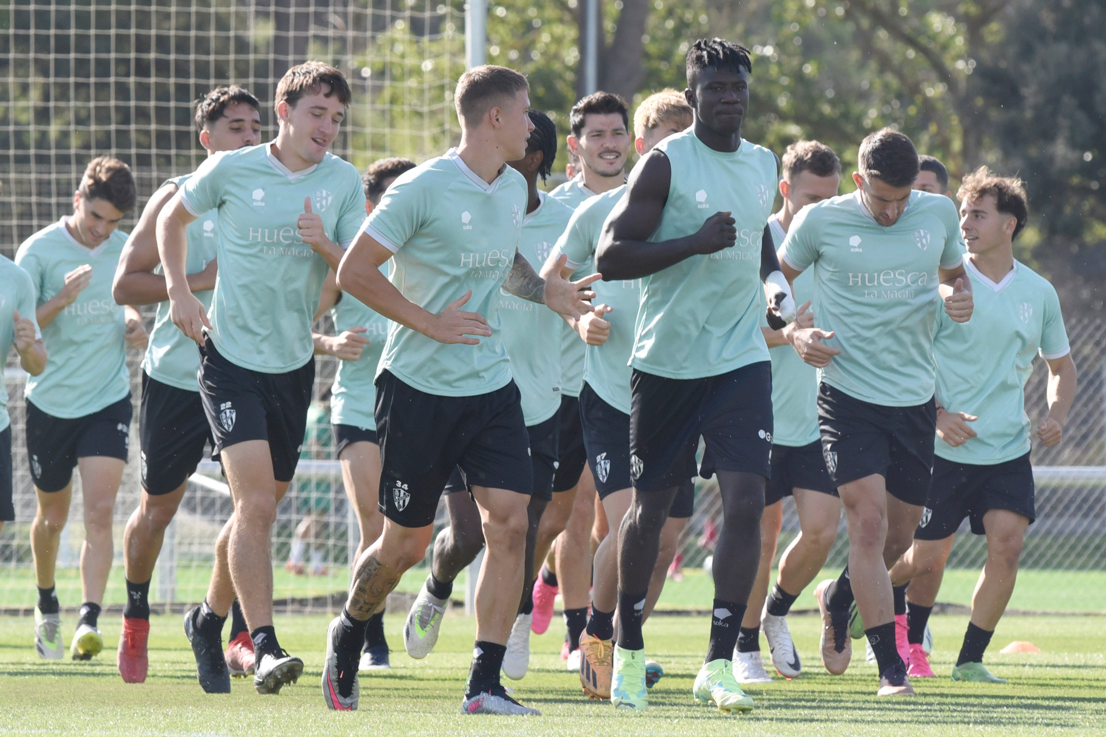 La SD Huesca durante un entrenamiento