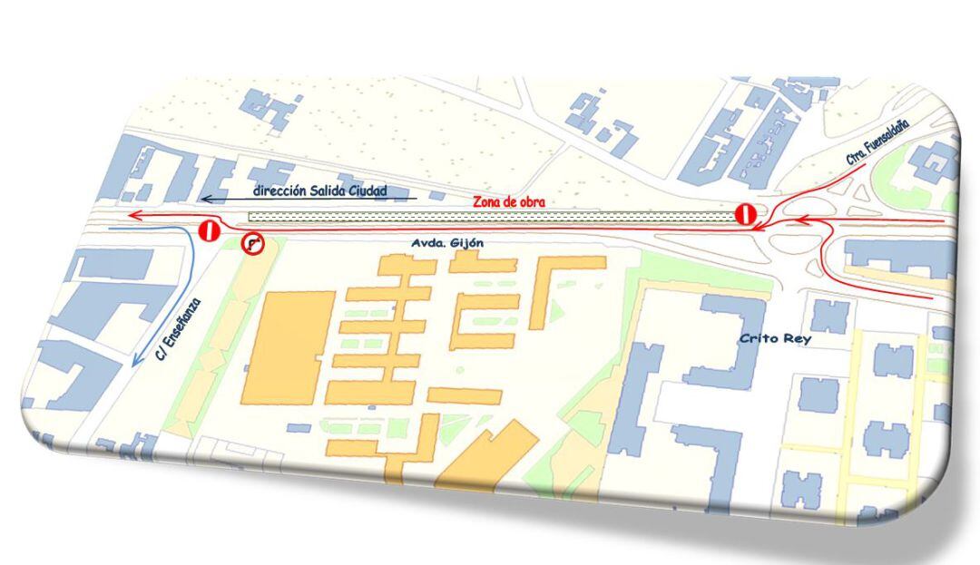 El corte de la avenida de Gijón se traslada ahora al sentido salida de la ciudad