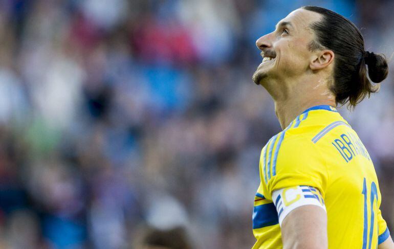 Zlatan Ibrahimovic, en el amistoso que la selección de Suecia ha disputado contra la Noruega de Odegaard.