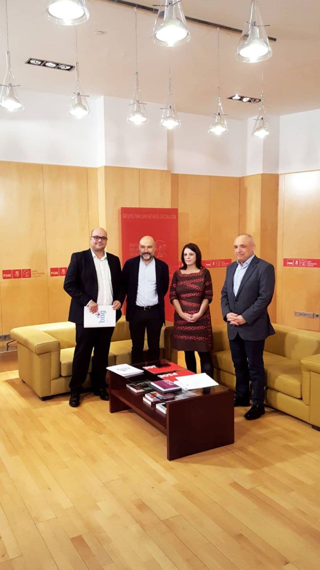 Rubén Cela, Néstor Rego, Adriana Lastra y Rafael Simancas, en el Congreso de los Diputados