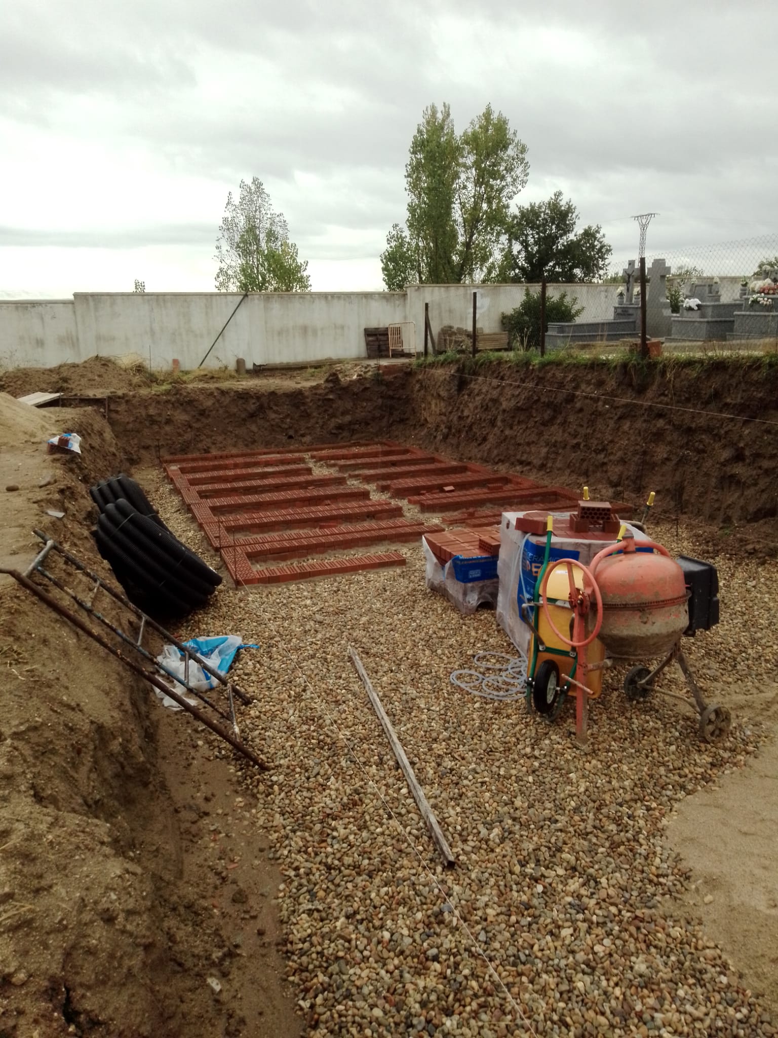 Zona de construcción de las nuevas tumbas