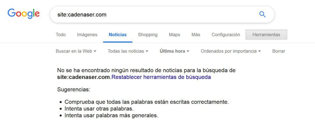 Google, sin noticias de última hora.