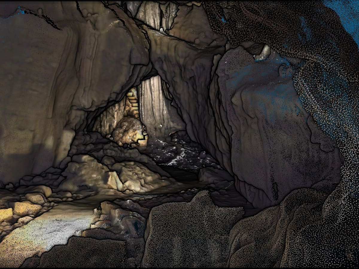 Un escáner laser reproduce la Cueva de las Guixas en 3D