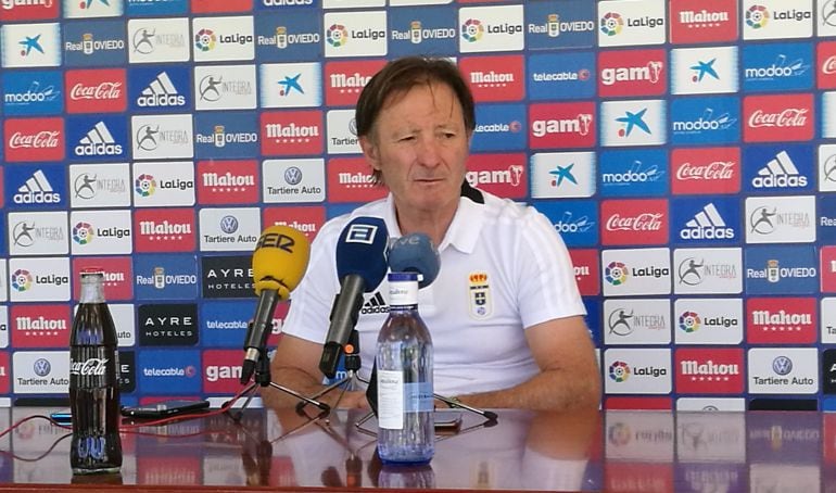 Juan Antonio Anquela en la rueda de prensa previa al partido contra el Cádiz.