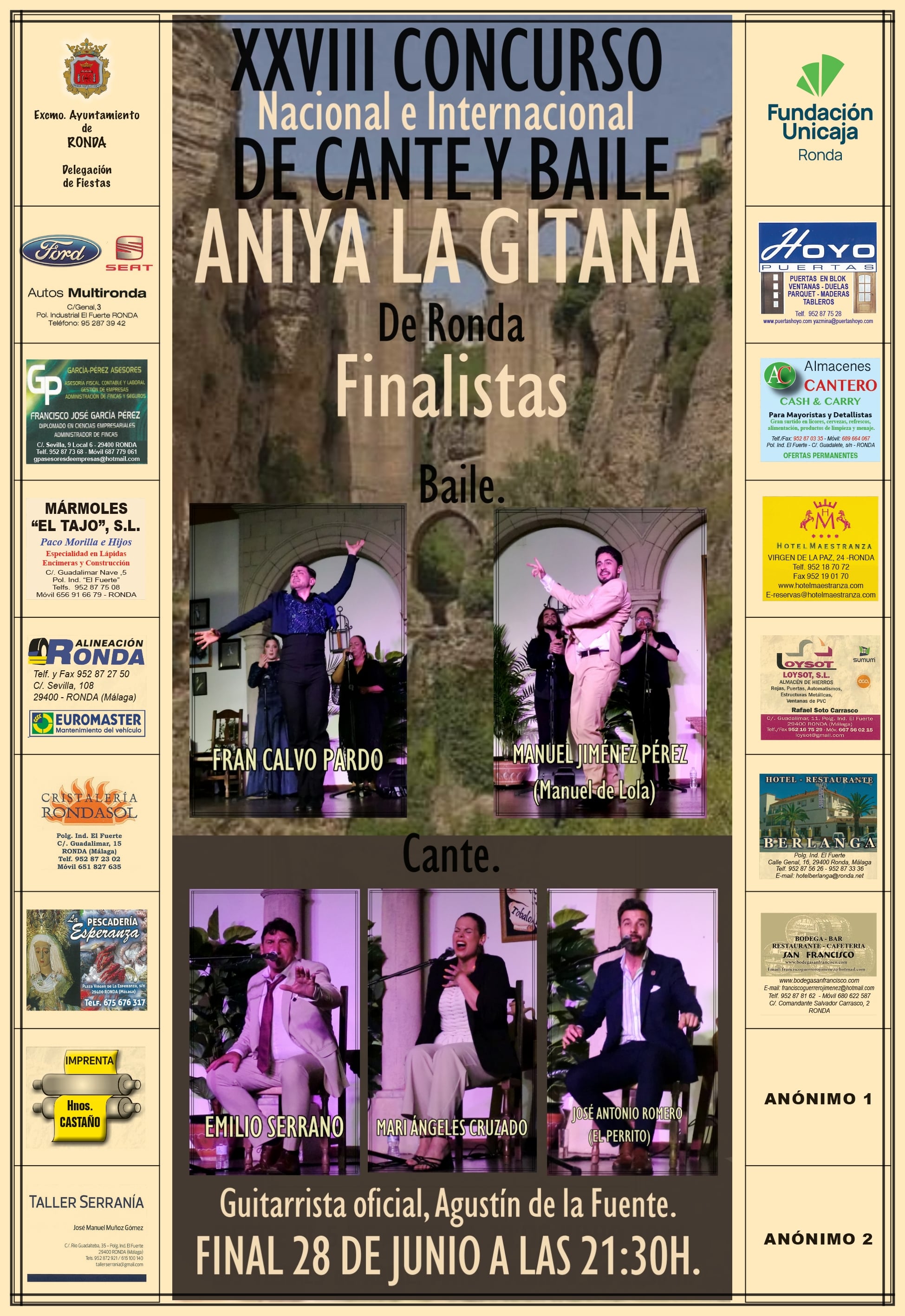 Cartel de la final del Concurso Aniya la Gitana