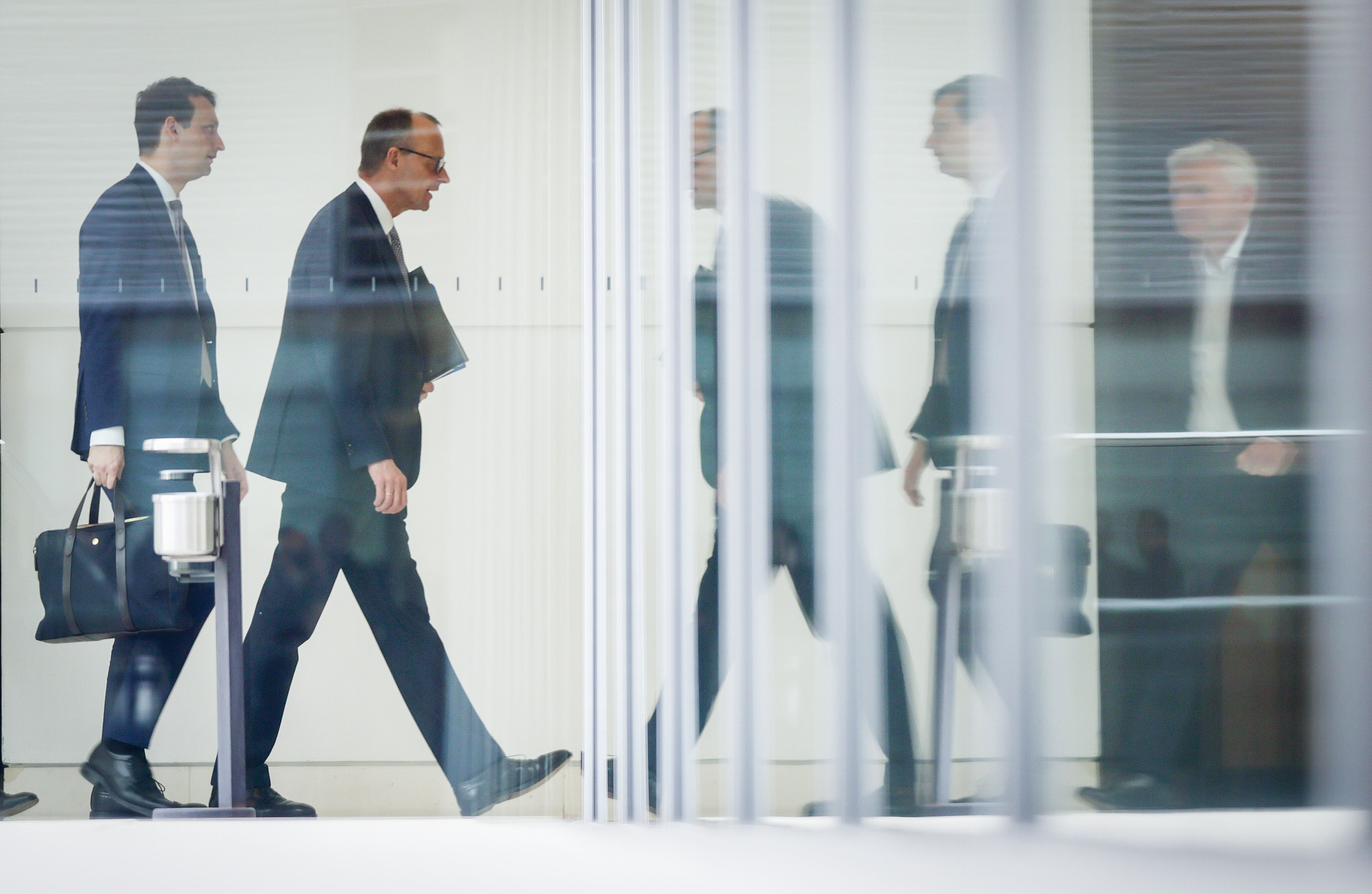 La Unión Demócrata Cristiana (CDU), la Unión Social Cristiana (CSU) y el Partido Socialdemócrata (SPD) tras concluir con éxito las negociaciones de coalición