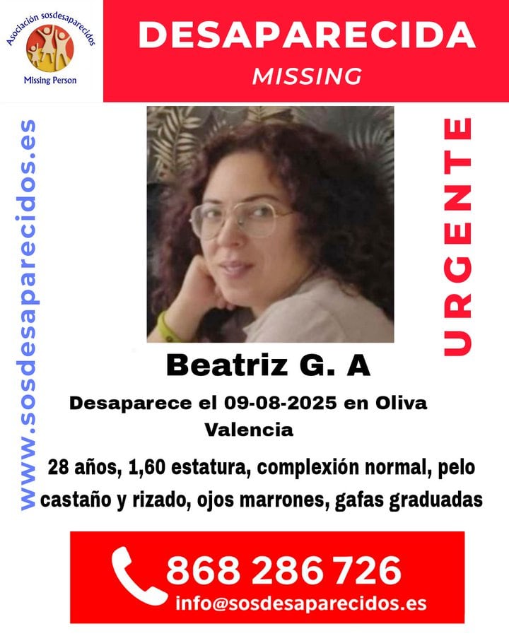Cartel de Beatriz en SOS Desaparecidos