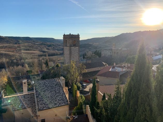 Vista desde los jardines de la fábrica de paños