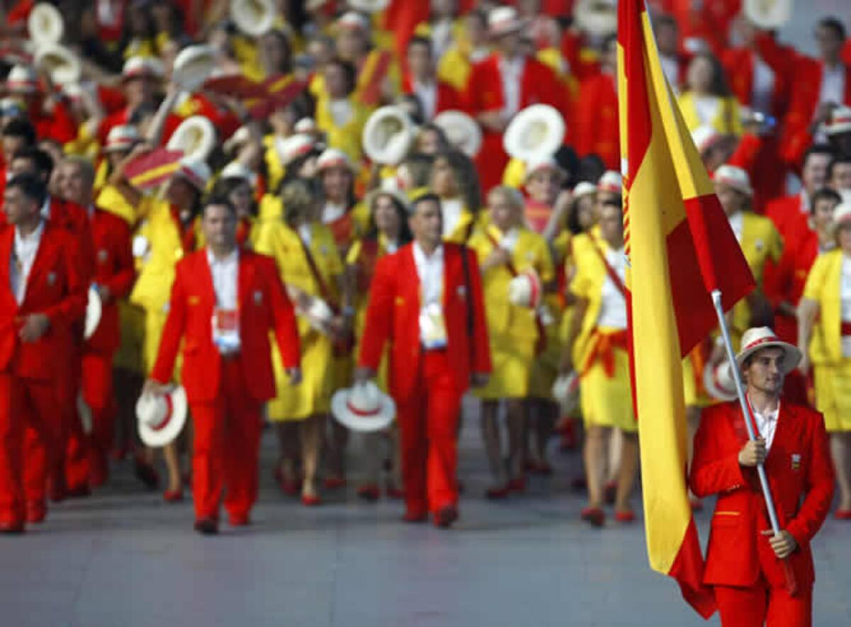 La delegación de España durante la celebración de la ceremonia de apertura de los Juegos
