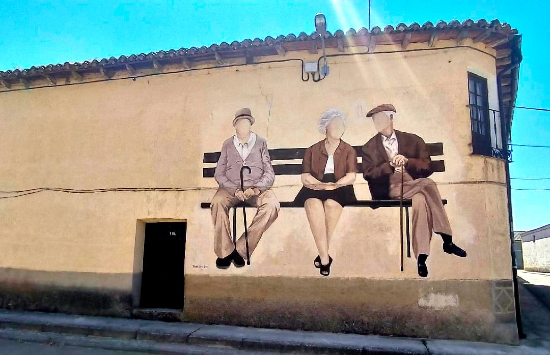 Mural abuelos en Villaherreros (Palencia)