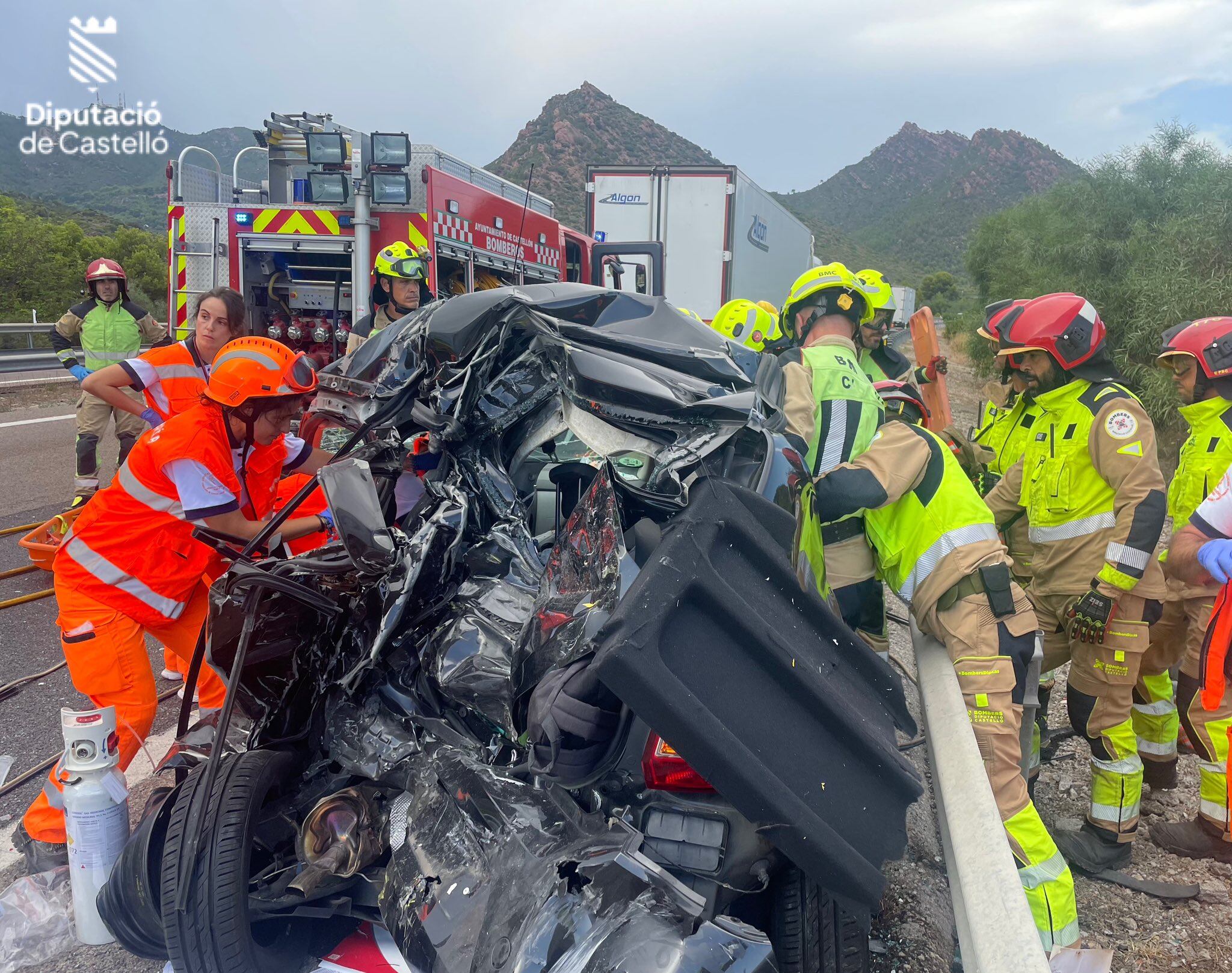 Accidente de tráfico en la AP-7 a su paso por Benicàssim