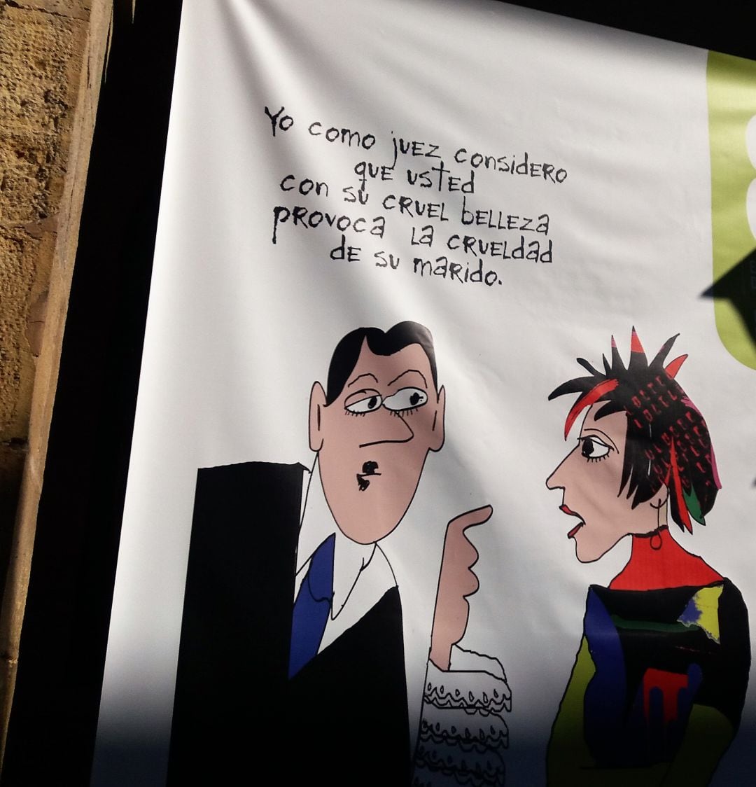 La viñeta colgada en los soportales del Ayuntamiento de Oviedo que ha indignado al colectivo de jueces.