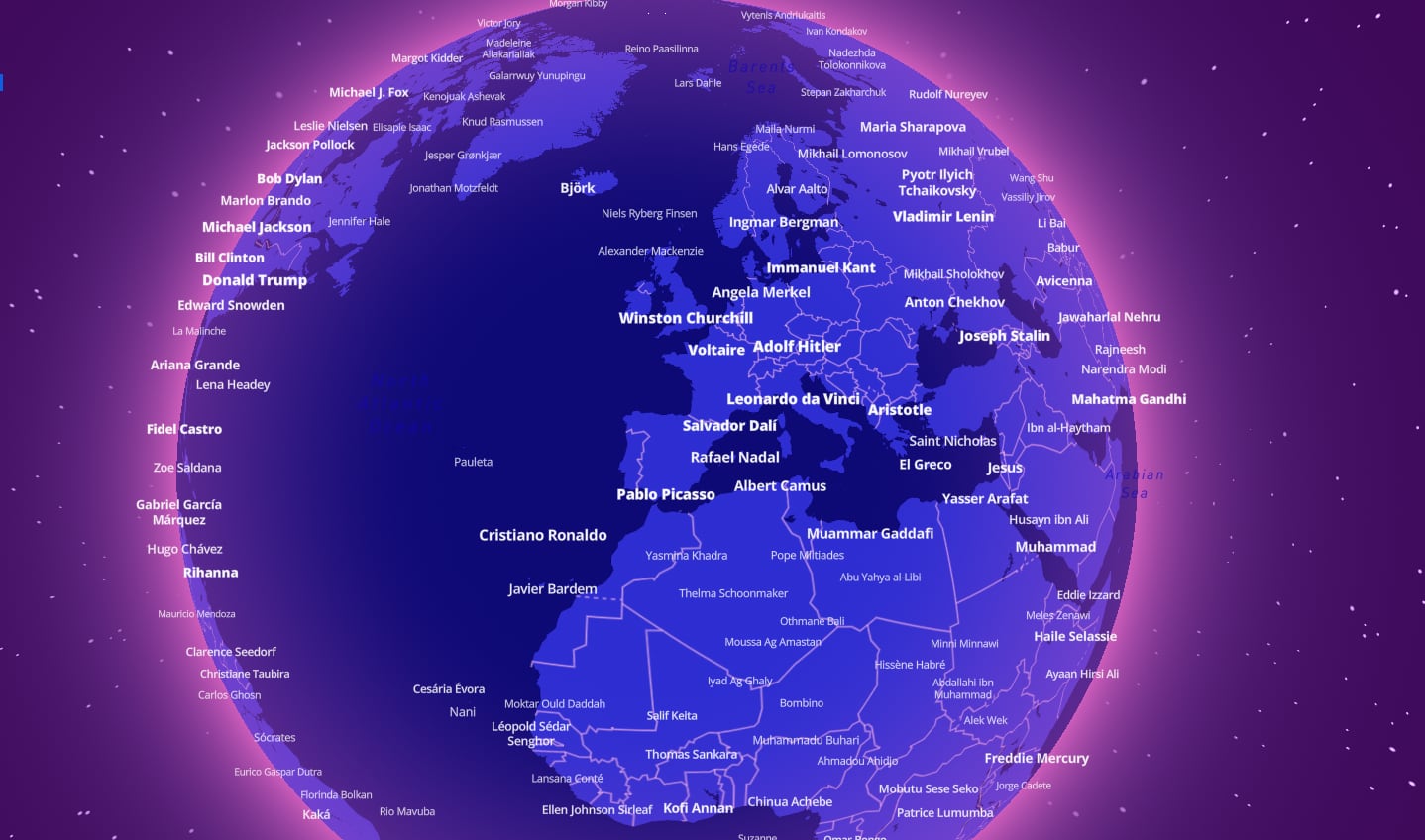 El mapa del mundo nos muestra el nacimiento de diversas personalidades.